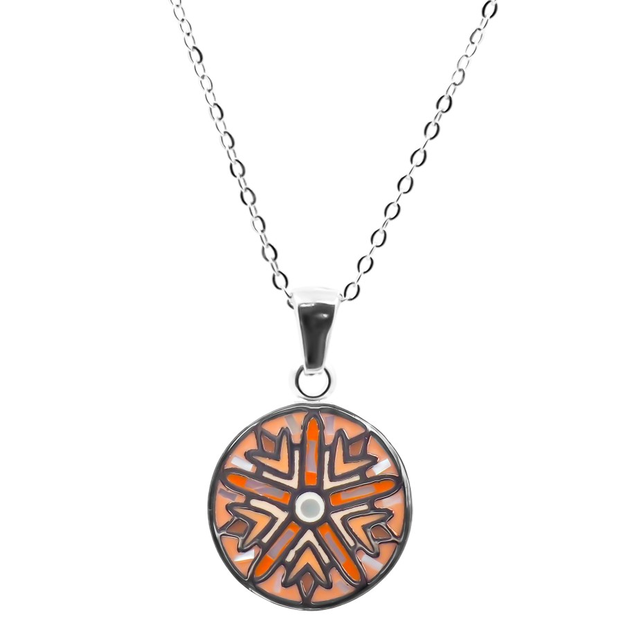 Collier en acier émail et nacre - 40+5cm - Grossiste Bijoux Toltek