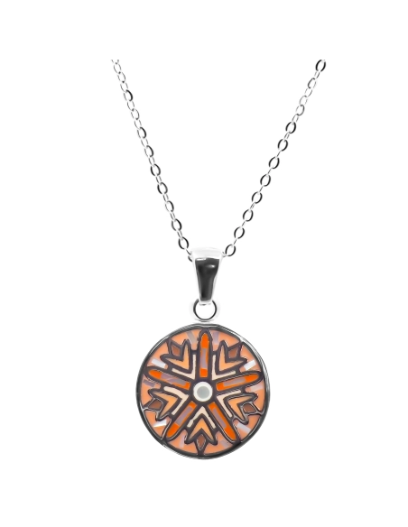 Collier en acier émail et nacre - 40+5cm - Grossiste Bijoux Toltek