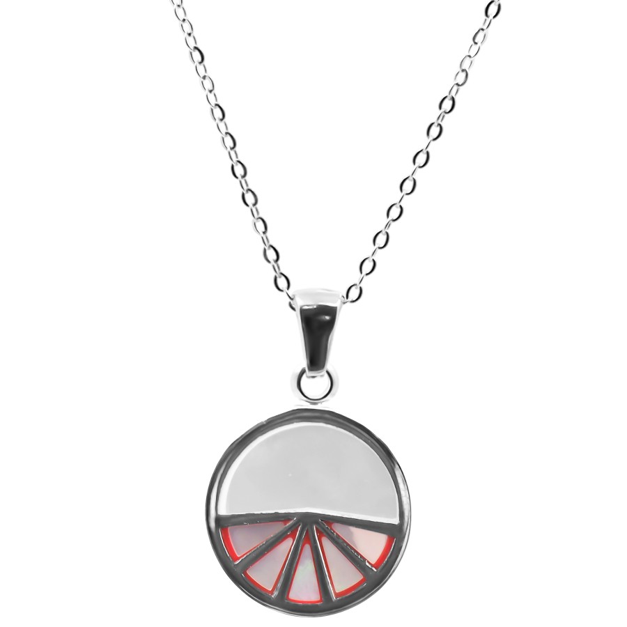 Collier en acier émail et nacre - 40+5cm - Grossiste Bijoux Toltek