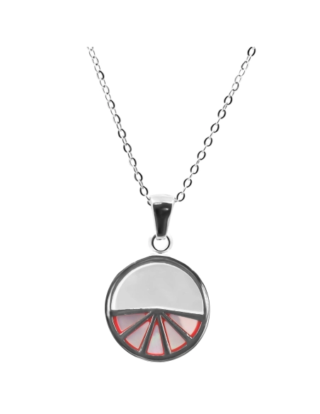 Collier en acier émail et nacre - 40+5cm - Grossiste Bijoux Toltek