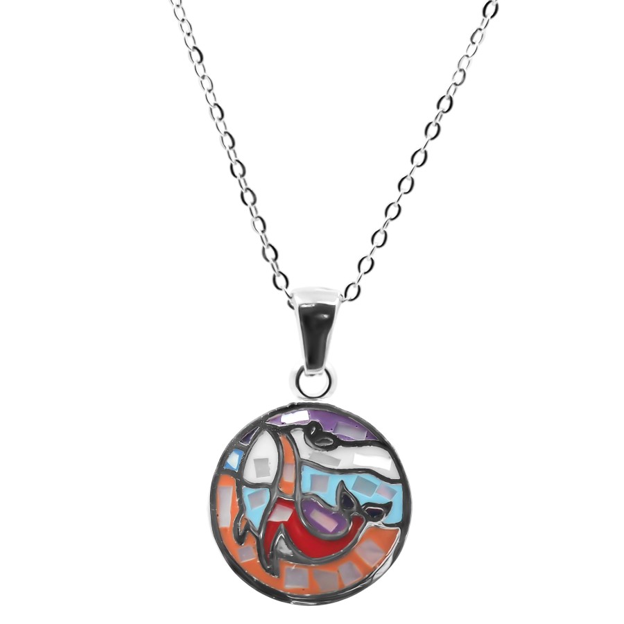Collier en acier émail et nacre - 40+5cm - Grossiste Bijoux Toltek
