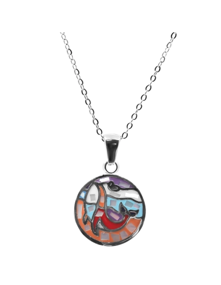 Collier en acier émail et nacre - 40+5cm - Grossiste Bijoux Toltek