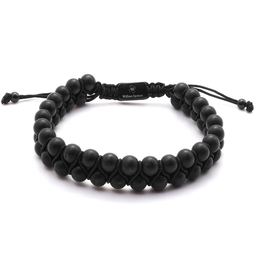 Bracelet acier - PVD noir - onyx - double rangs - diamètre des bill...