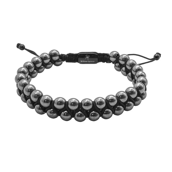 Bracelet acier - PVD noir - hématite - double rangs - diamètre des ...