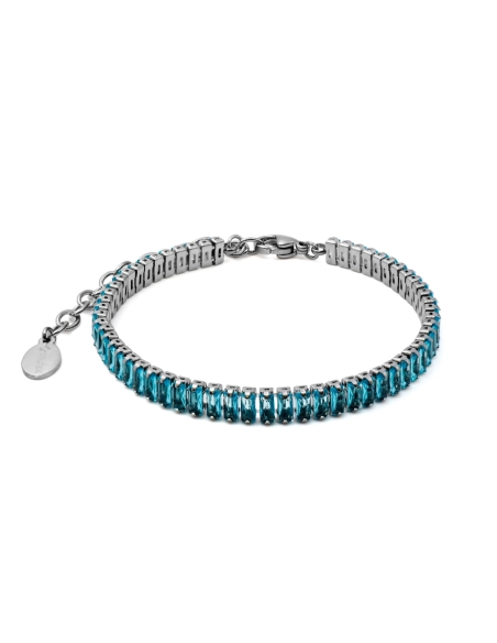 Bracelet acier - imitation aigue marine rectangulaires facettés 2x4...