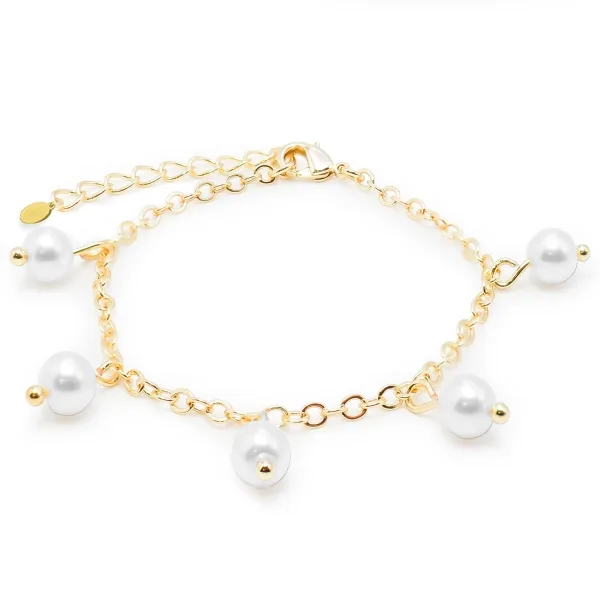 Bracelet laiton doré à l'or fin 18K - perles de coquillage naturell...