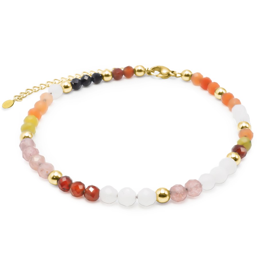 Bracelet acier - PVD doré - pierres naturelles - 15+4cm - LABISE Paris
