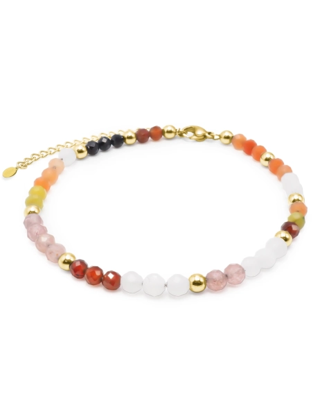 Bracelet acier - PVD doré - pierres naturelles - 15+4cm - LABISE Paris