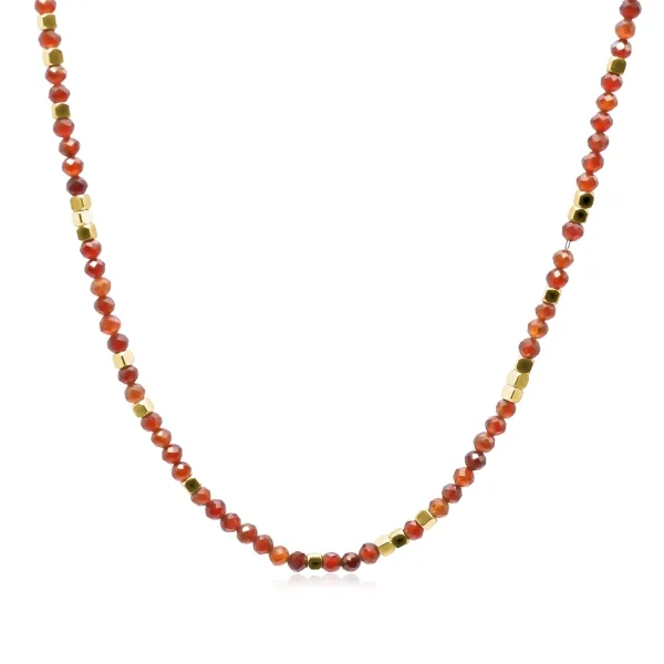 Collier acier - PVD doré - grenat facetté 4mm - 38+10cm - LABISE Paris