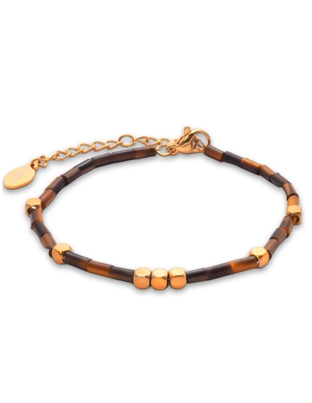 Bracelet acier - PVD doré - œil de tigre - épaisseur 2mm - 15+4cm -...