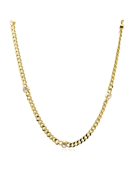 Collier laiton doré à l'or fin 18K - zircons 5mm - 38+10CM - LABISE...