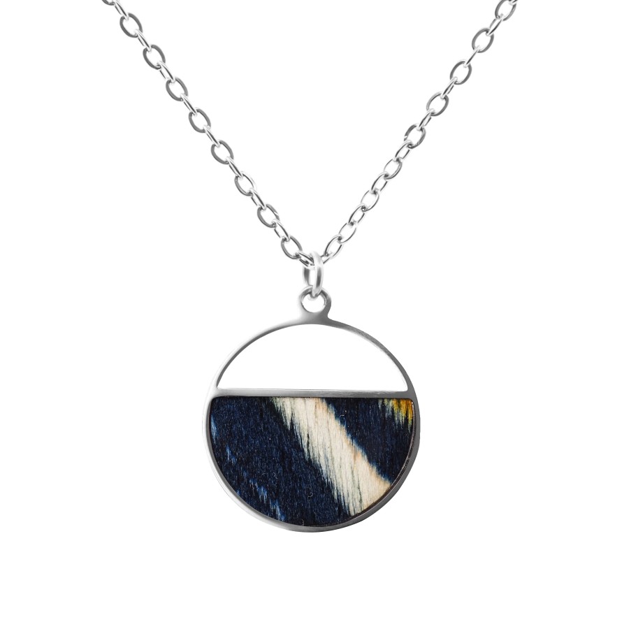 Collier acier - bois teinté multicolore - diamètre 22mm - 42+10cm -...