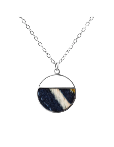 Collier acier - bois teinté multicolore - diamètre 22mm - 42+10cm -...