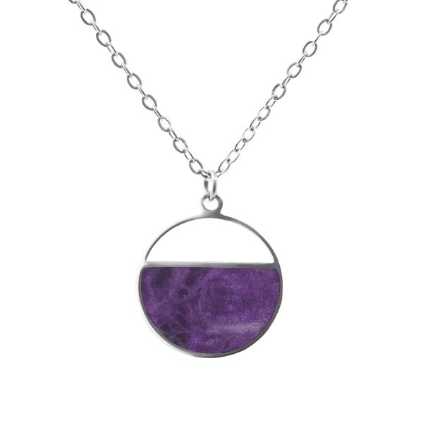 Collier acier - bois teinté violet - diamètre 22mm - 42+10cm - Gros...