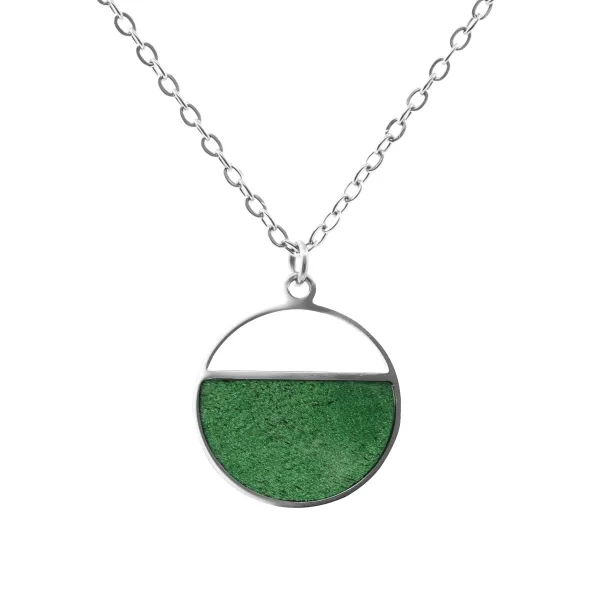 Collier acier - bois teinté vert - diamètre 22mm - 42+10cm - Grossi...