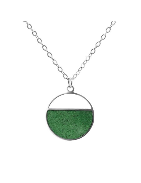 Collier acier - bois teinté vert - diamètre 22mm - 42+10cm - Grossi...