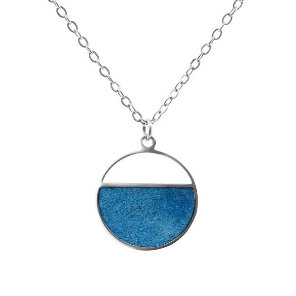 Collier acier - bois teinté bleu - diamètre 22mm - 42+10cm - Grossi...