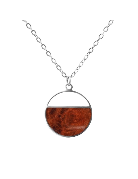 Collier acier - bois teinté marron - diamètre 22mm - 42+10cm - Gros...