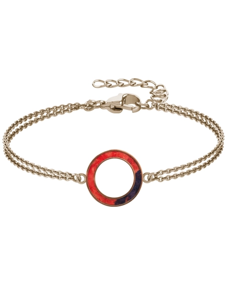 Bracelet acier - PVD rosé- double chaine - bois teinté rose - diamè...