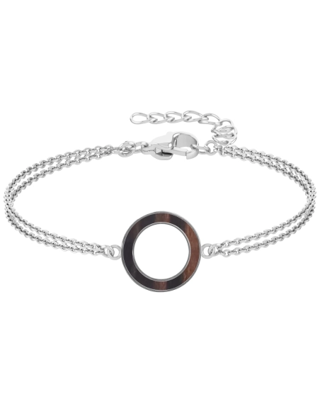 Bracelet acier - double chaine - bois teinté noir et marron - diamè...