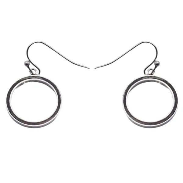 Boucles d'oreille acier - bois teinté noir et marron - diamètre 18m...
