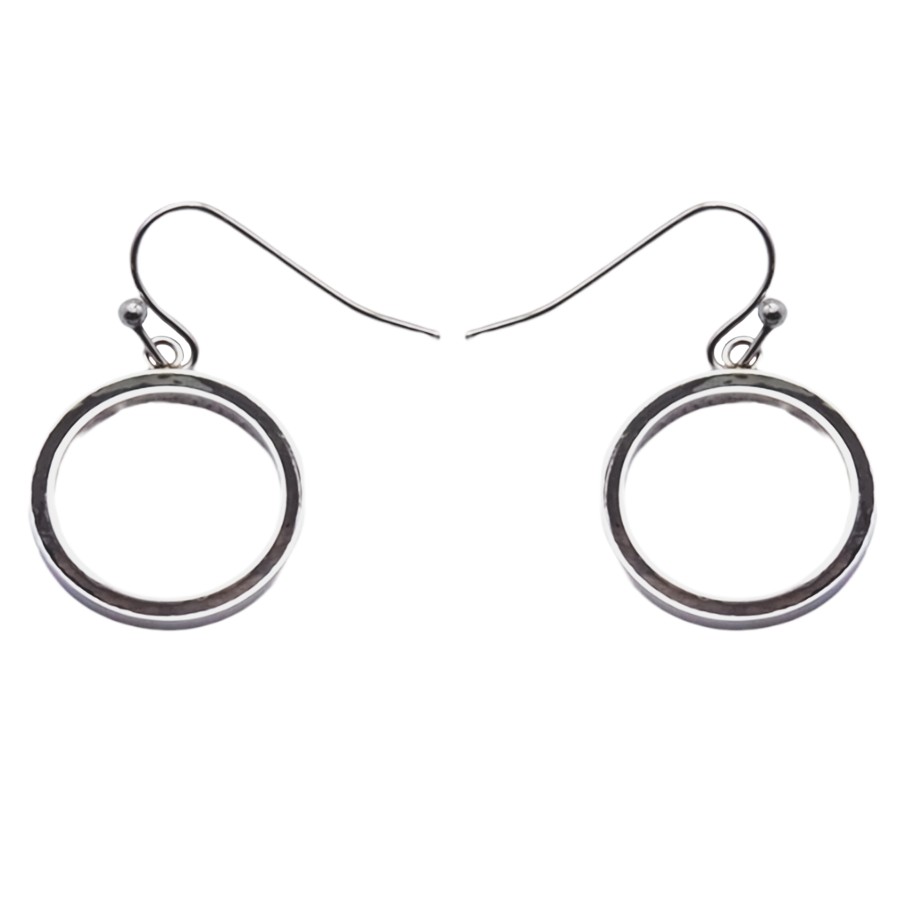 Boucles d'oreille acier - bois teinté noir et marron - diamètre 18m...