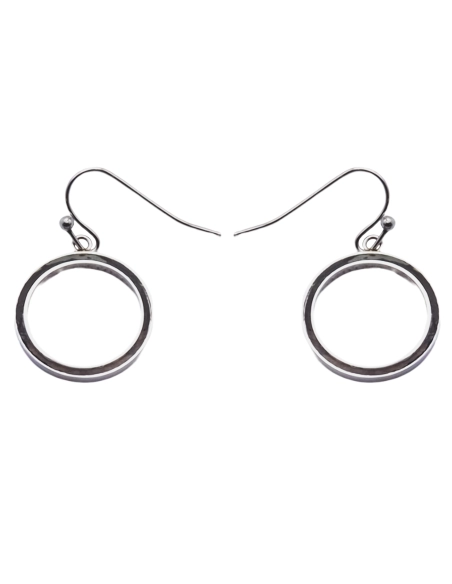 Boucles d'oreille acier - bois teinté noir et marron - diamètre 18m...