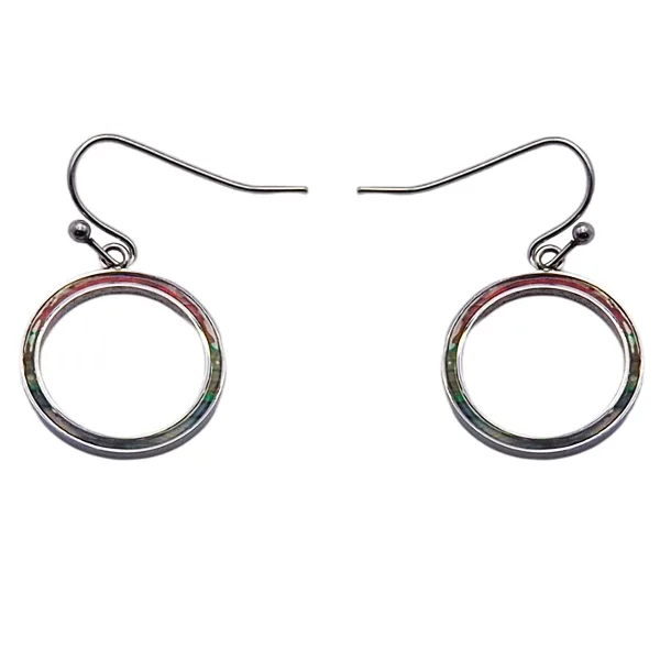 Boucles d'oreille acier - bois teinté multicolore clair - diamètre ...