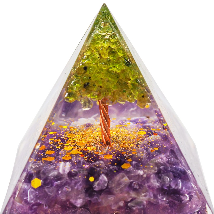 Pyramide Orgonite de protection en résine et pierre naturelle - qua...