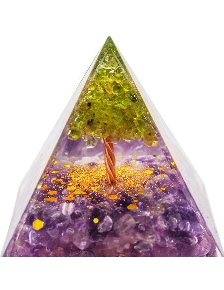 Pyramide Orgonite de protection en résine et pierre naturelle - qua...