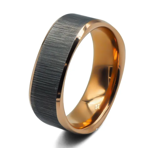 Alliance carrée tungstène - 2 tons pvd rosé - finition brossé - mat...