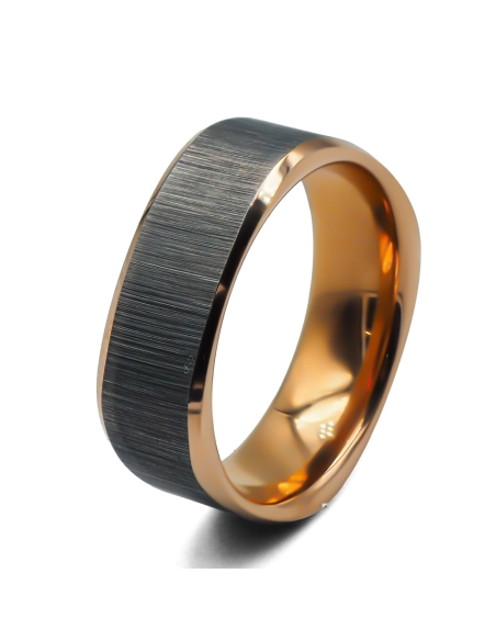 Alliance carrée tungstène - 2 tons pvd rosé - finition brossé - mat...