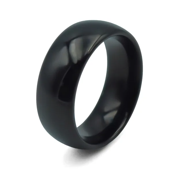 Bague tungstène - PVD Noir - intérieur confort - finition bombée - ...