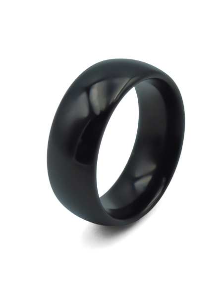 Bague tungstène - PVD Noir - intérieur confort - finition bombée - ...