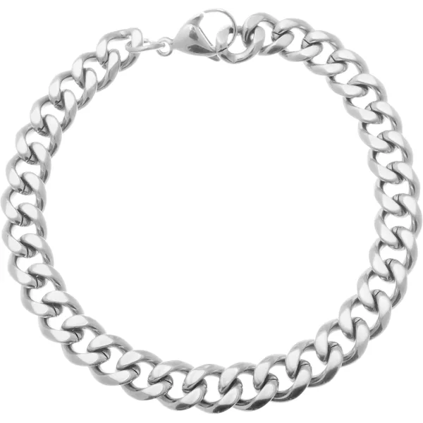 Bracelet en acier - couleur argent - maille cubaine - largeur 5mm -...