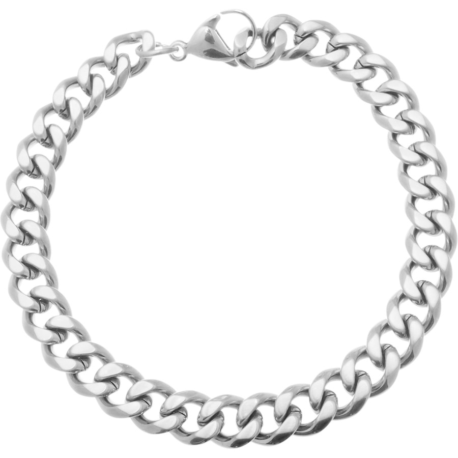 Bracelet en acier - couleur argent - maille cubaine - largeur 5mm -...