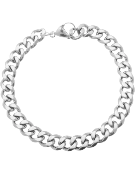 Bracelet en acier - couleur argent - maille cubaine - largeur 5mm -...