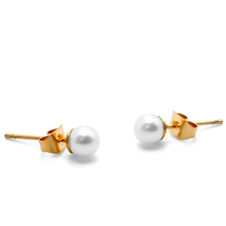 Boucles d'oreille en acier - doré - perle de culture - dimension 5mm -