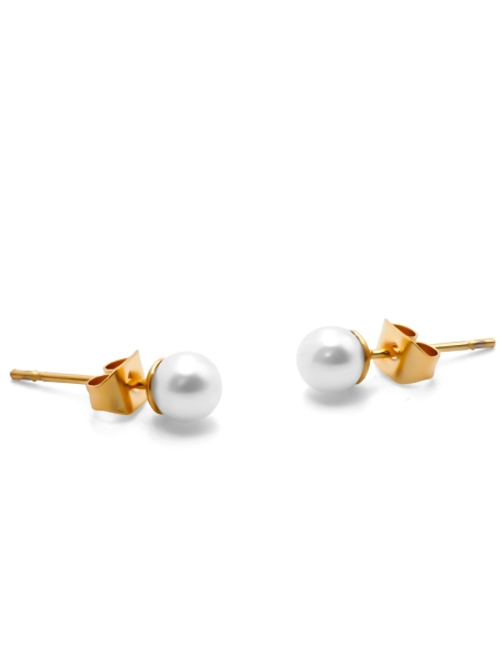 Boucles d'oreille en acier - doré - perle de culture - dimension 5mm -