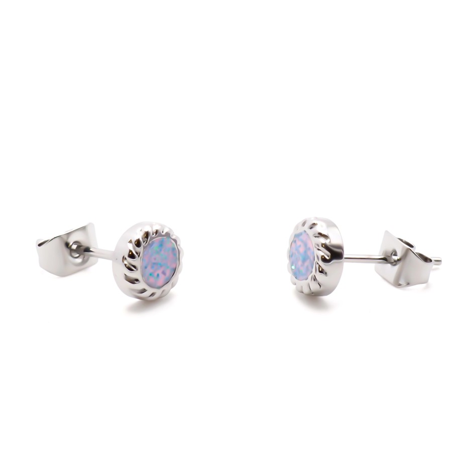 Boucles d'oreille en acier - couleur argent - dimension 6x6x2mm -
