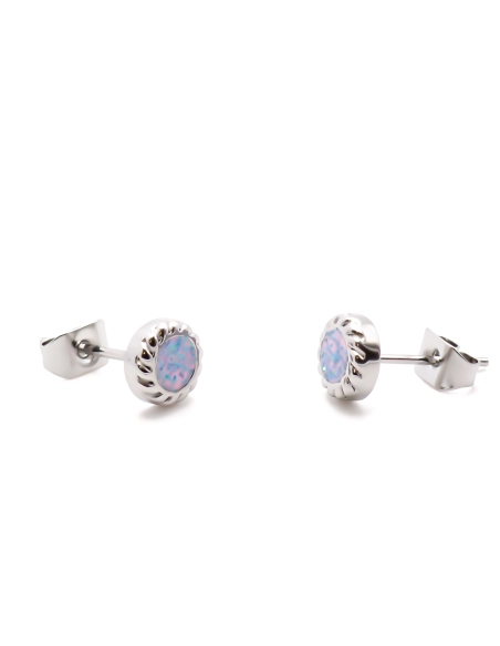 Boucles d'oreille en acier - couleur argent - dimension 6x6x2mm -