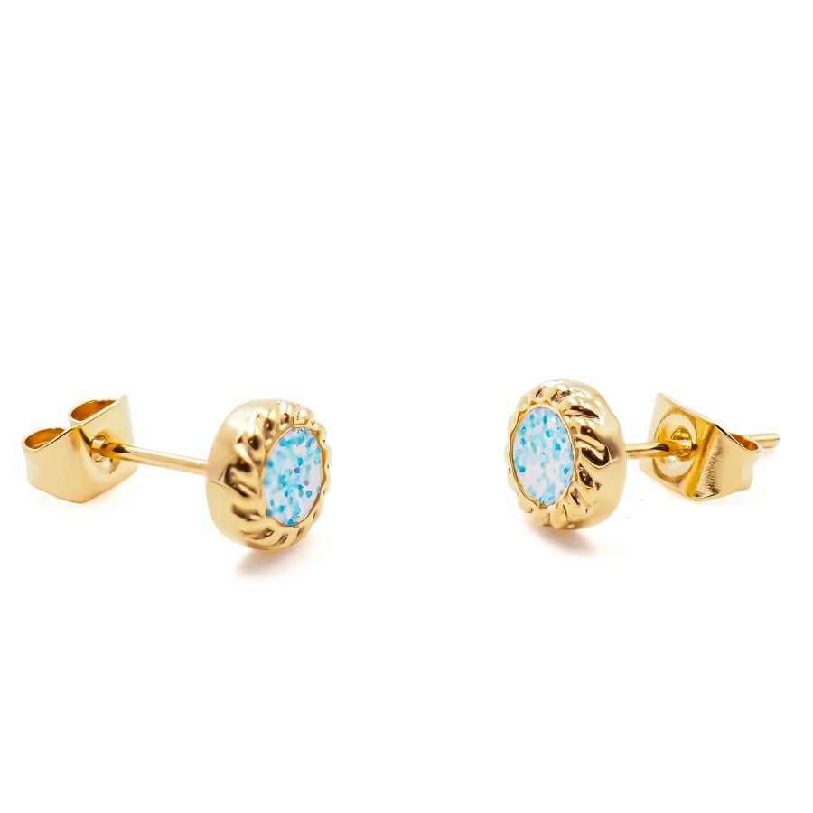 Boucles d'oreille en acier - doré - dimension 6x6x2mm -