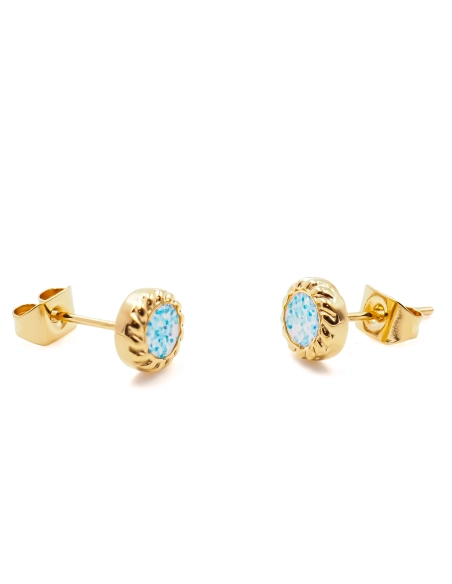 Boucles d'oreille en acier - doré - dimension 6x6x2mm -