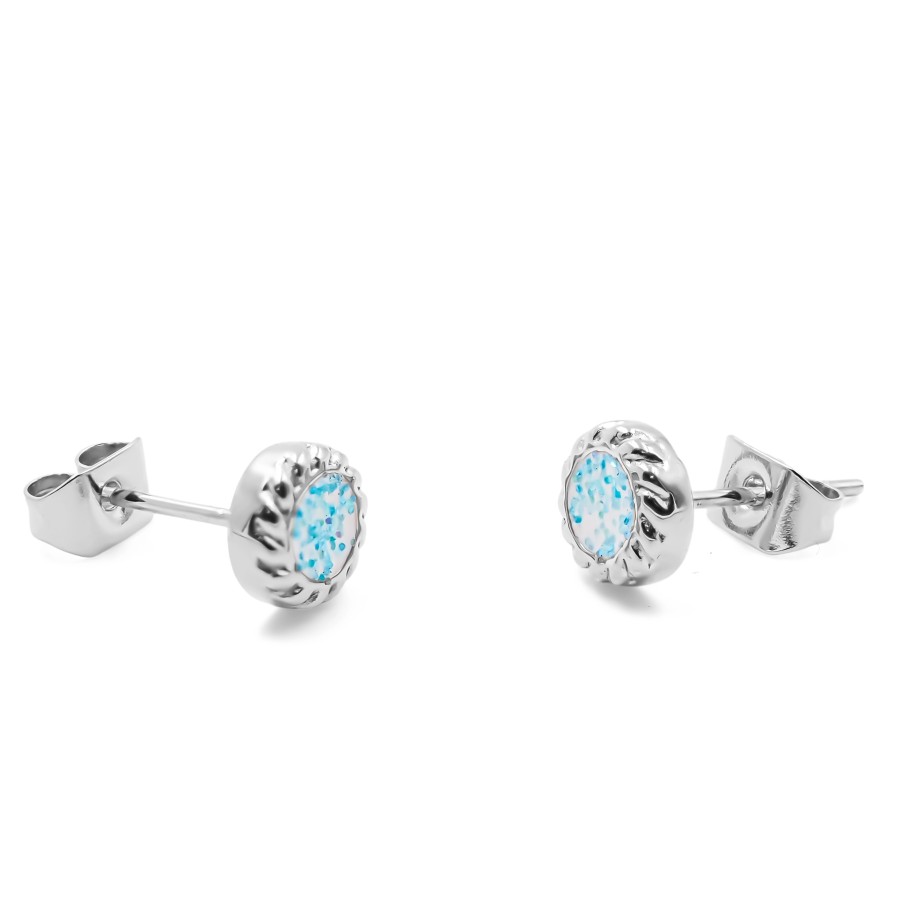 Boucles d'oreille en acier - couleur argente - dimension 6x6x2mm -