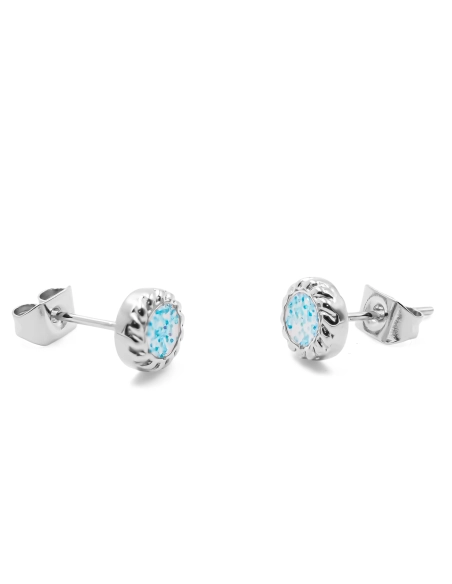 Boucles d'oreille en acier - couleur argente - dimension 6x6x2mm -