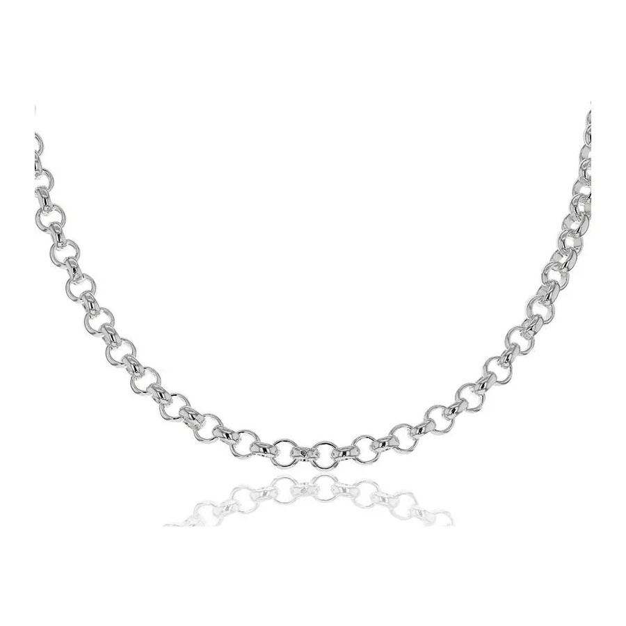 Collier en acier - couleur argent - maille jaseron - largeur 3mm - ...
