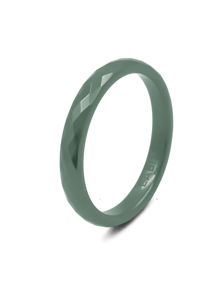 Bague en céramique verte facettée 3mm - Taille 50 à 64