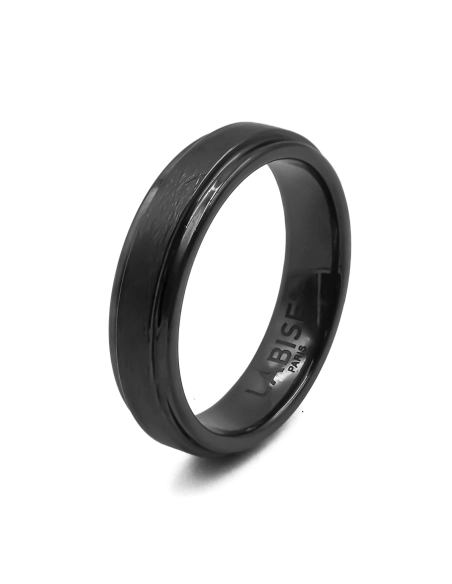 Bague en céramique noire - finition brillante et brossée - 5mm - Taille 50 à 64