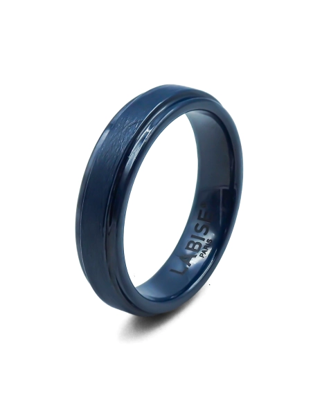 Bague en céramique bleue - finition brillante et brossée - 5mm - Taille 50 à 64
