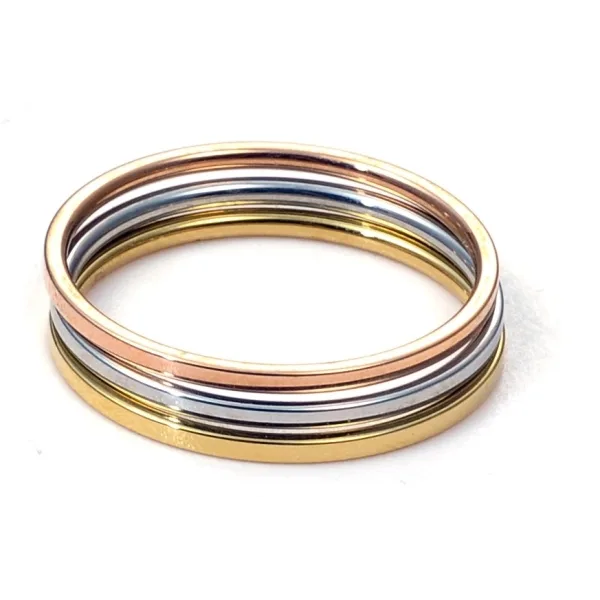 3 bagues en acier - couleur argent - doré - rosé - dimension 3,5x1,...